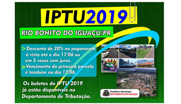 Rio Bonito - Hoje é o último dia do pagamento do IPTU 2019 com desconto de 20%