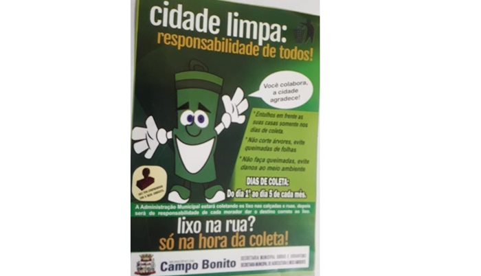 Campo Bonito - Administração lança Campanha Cidade Limpa: Responsabilidade de todos