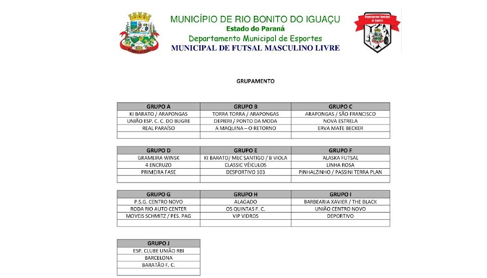 Rio Bonito - Começa neste sábado o Campeonato Municipal de Futsal Masculino Livre
