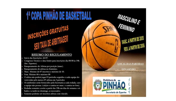 Pinhão - Secretaria de Esportes promove Campeonato de Basquetebol