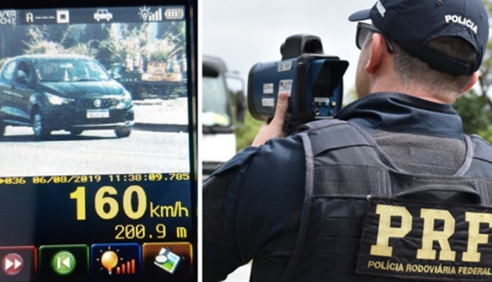 PRF flagra carro a 160 km/h em rodovia com limite de 80 km/h no Paraná