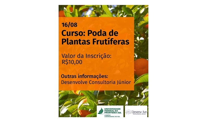 Laranjeiras - UFFS - Curso de Poda de Plantas Frutíferas de Clima Temperado será ministrado na sexta dia 16