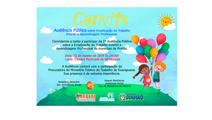 Pinhão - Prefeitura realiza audiência pública sobre trabalho infantil