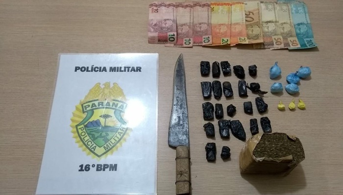 Pinhão - Drogas apreendidas e três pessoas encaminhadas pela Polícia Militar
