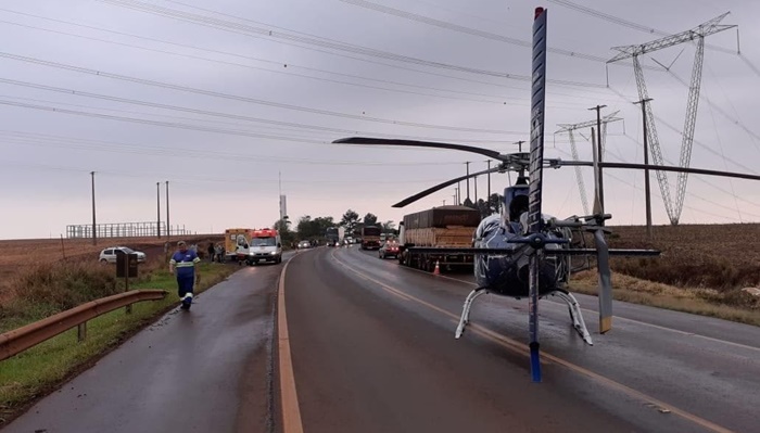 Helicóptero do Consamu atende vítima de acidente na BR 369