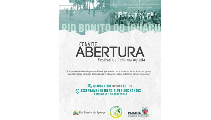Rio Bonito - Começa nesta quarta-feira o 8º Festival Esportivo e Cultural da Reforma Agrária
