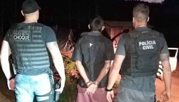 Rio Bonito - Polícia Civil e Pelotão do CHOQUE prendem vulgo 'Paraguai' no acampamento do Guajuvira