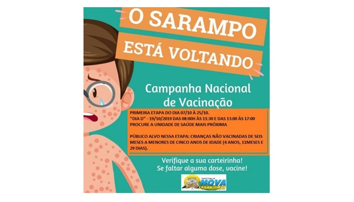 Nova Laranjeiras - Dia ‘D’ de mobilização contra sarampo será 19 de outubro
