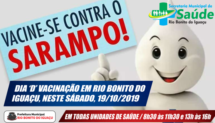 Rio Bonito - Dia ‘D’ da Campanha do Sarampo será neste sábado dia 19