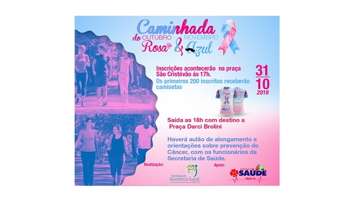 Pinhão - Secretaria de Assistência Social promove Caminhada sobre Outubro Rosa e Novembro Azul