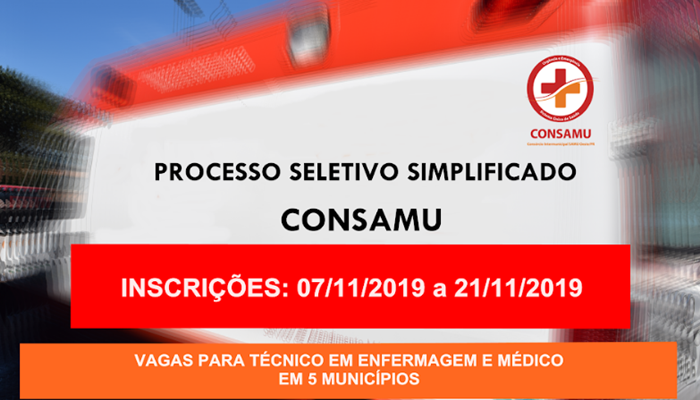 Estão abertas as inscrições para o Processo Seletivo Simplificado (PSS) do CONSAMU 