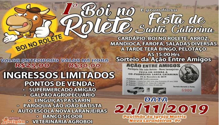 Nova Laranjeiras - Várias famílias participaram da Festa de Santa Cantarina e 1º Boi no Rolete