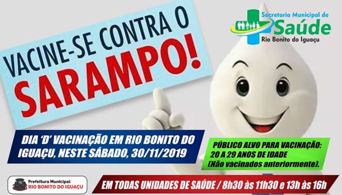 Rio Bonito - Saúde promove neste sábado, 30, o Dia “D” de vacinação contra o Sarampo