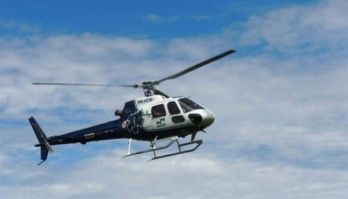 Helicóptero faz transporte de policiais para apoio de negociação em sequestro