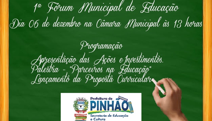 Pinhão - Fórum de Educação acontece nesta sexta dia 06