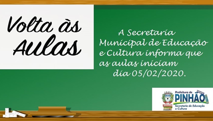 Pinhão - Secretaria de Educação e Cultura divulga programação para o inicio do ano letivo de 2020
