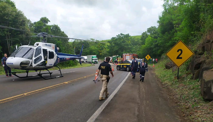 Operação aeromédica do SESA do Paraná impede acidente entre caminhão e helicóptero em Uraí