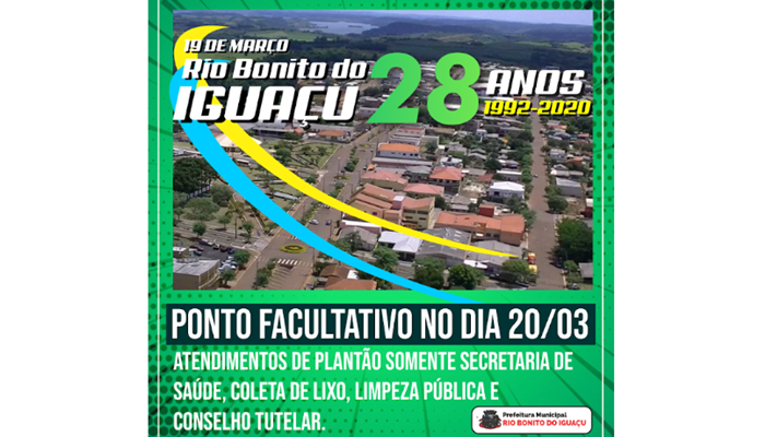 Rio Bonito - Prefeito decreta ponto facultativo alusivo ao feriado municipal de 28 anos do município