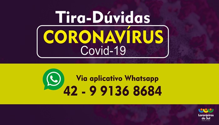 Laranjeiras - Coronavírus: Secretaria de Saúde tem Whats para esclarecer dúvidas e boatos