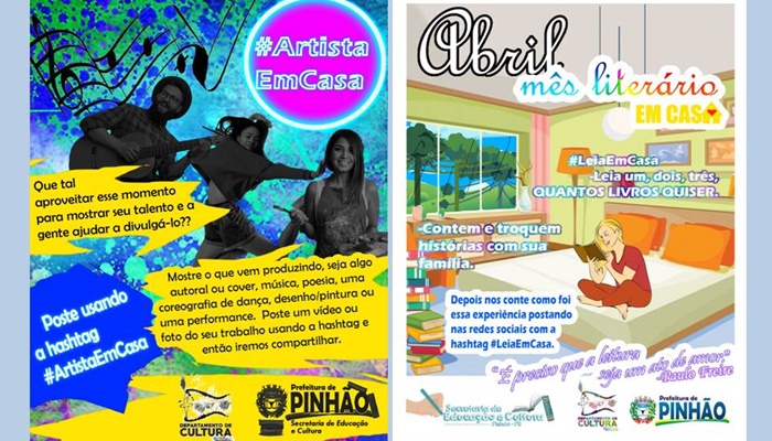 Pinhão - Secretaria de Educação e Cultura incentiva leitura e arte em casa, em tempo de isolamento social