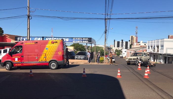 Laranjeiras - Acidente entre carro e moto deixa motociclista ferido