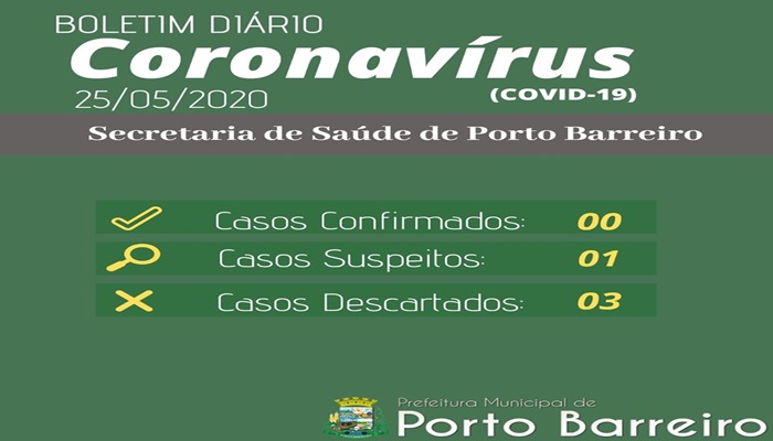 Porto Barreiro - Município tem 01 caso suspeito de Covid-19 e paciente está hospitalizado