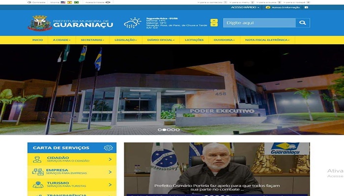 Guaraniaçu - Novo site da prefeitura traz agilidade, praticidade, modernidade e ainda mais transparência na aplicação dos recursos públicos