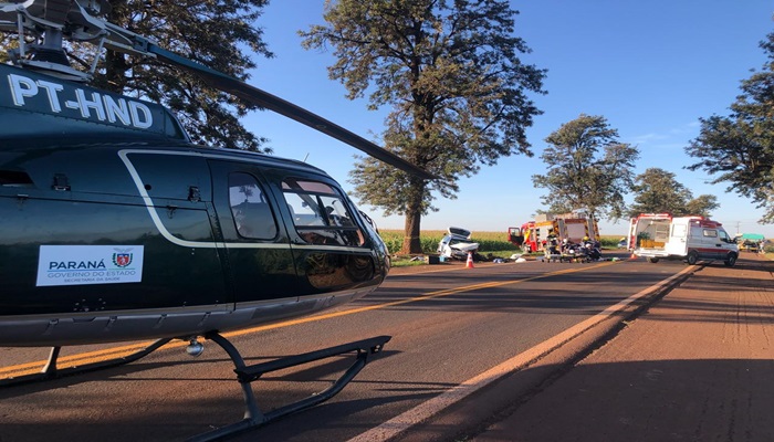 Aeromédico Paraná Urgência socorre vítimas de grave acidente em Palotina 