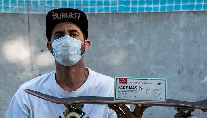 Instituto de Bob Burnquist doa máscaras a profissionais de saúde