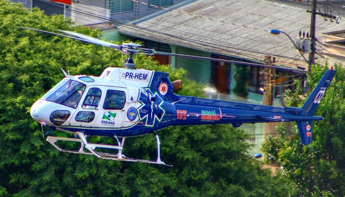 Helicóptero Paraná Urgência socorre trabalhador vítima de grave acidente em São João do Oeste 
