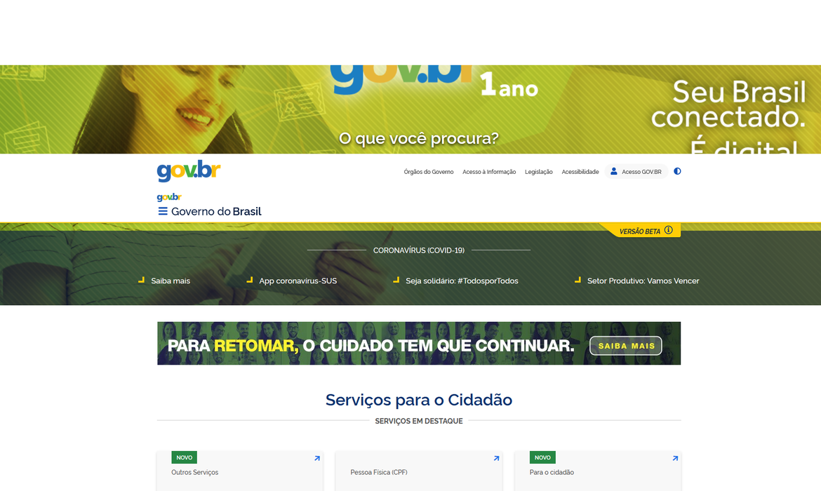 Portal do governo completa um ano com 72 milhões de cadastrados