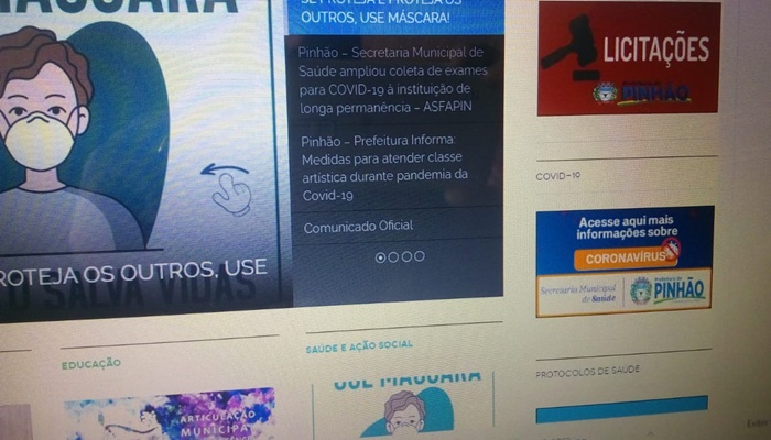 Pinhão - Portal da Prefeitura tem página exclusiva com informações sobre o coronavírus