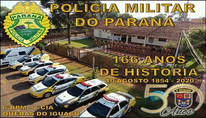 Quedas - Polícia Militar do Paraná completa 166 anos de história e Cap. Roberto Tavares parabeniza todos os policiais da 2ªCia
