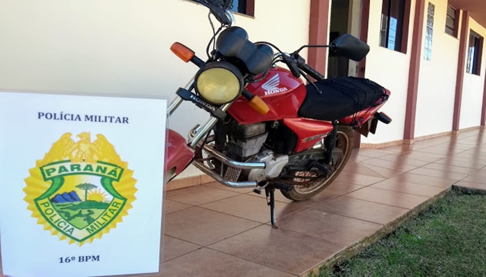Cantagalo - Polícia Militar recupera moto furtada 