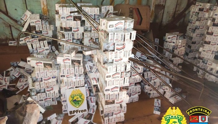 Laranjeiras - BPFron estoura depósito de cigarro contrabandeado 
