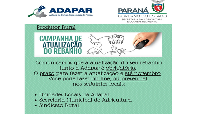 Catanduvas - Adapar alerta produtores para atualização de rebanhos