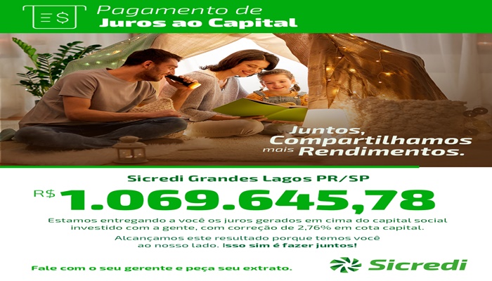 Associados da Sicredi Grandes Lagos recebem crédito de juros ao capitalVC