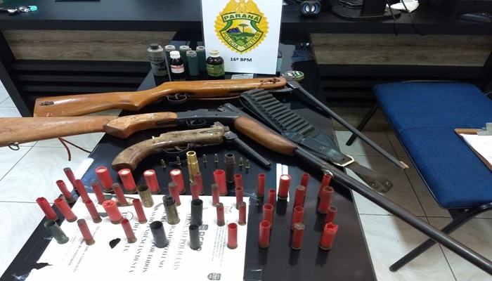 Candói - PM prende dois indivíduos e apreende armas e munições após denúncias 