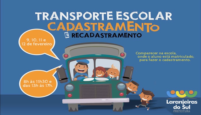 Laranjeiras - Prefeitura divulga período de cadastro para o transporte escolar