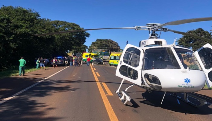 Aeromédico socorre vítima de grave acidente na BR 277 em Céu Azul 