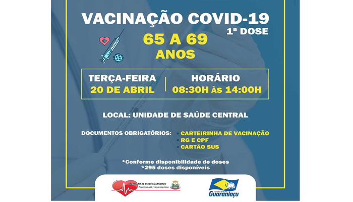 Guaraniaçu - Vacinação contra a Covid-19 continua nesta terça-feira 