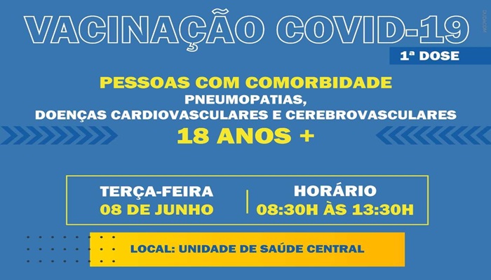 Guaraniaçu - Vacinação contra a Covid-19 -1ª Dose para comorbidade