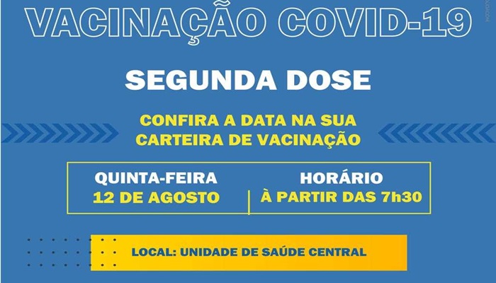 Guaraniaçu - Vacinação segue nesta quinta 2ª Dose . Confira a data na Carteira de Vacinação 