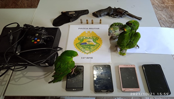 Laranjeiras - Dois homens são presos por porte e posse ilegal de arma e aves silvestres 