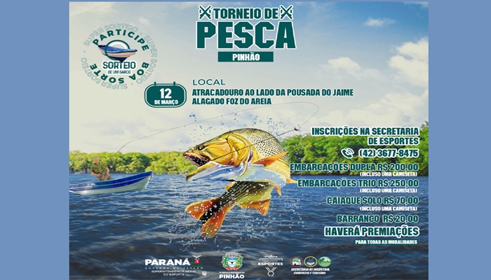 Pinhão - Dia 12 de março cidade recebe primeira etapa do Estadual de Pesca Esportiva