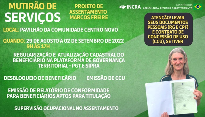 INCRA e Prefeitura promovem mutirão de serviços no assentamento Marcos Freire