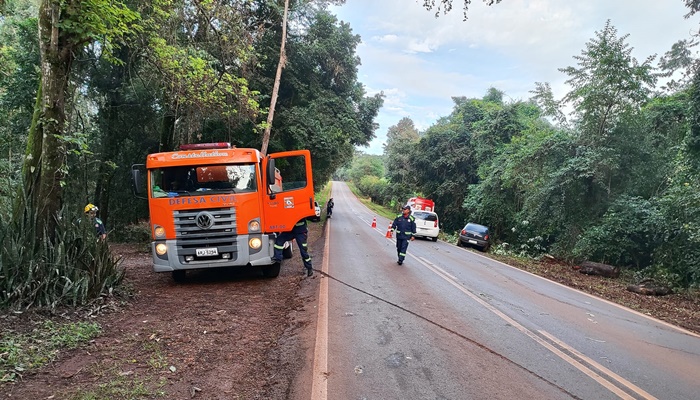 Quedas - Saída de pista seguida de capotamento é registrada na PR 473