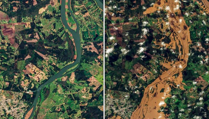 Imagens de satélite mostram alcance da destruição do ciclone no RS