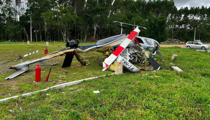 Helicóptero cai com cinco pessoas a bordo em Santa Catarina