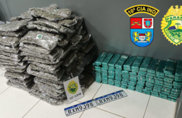 Cantagalo - Carro com Placa Adulterada é Apreendido com mais de 220 kg de Maconha